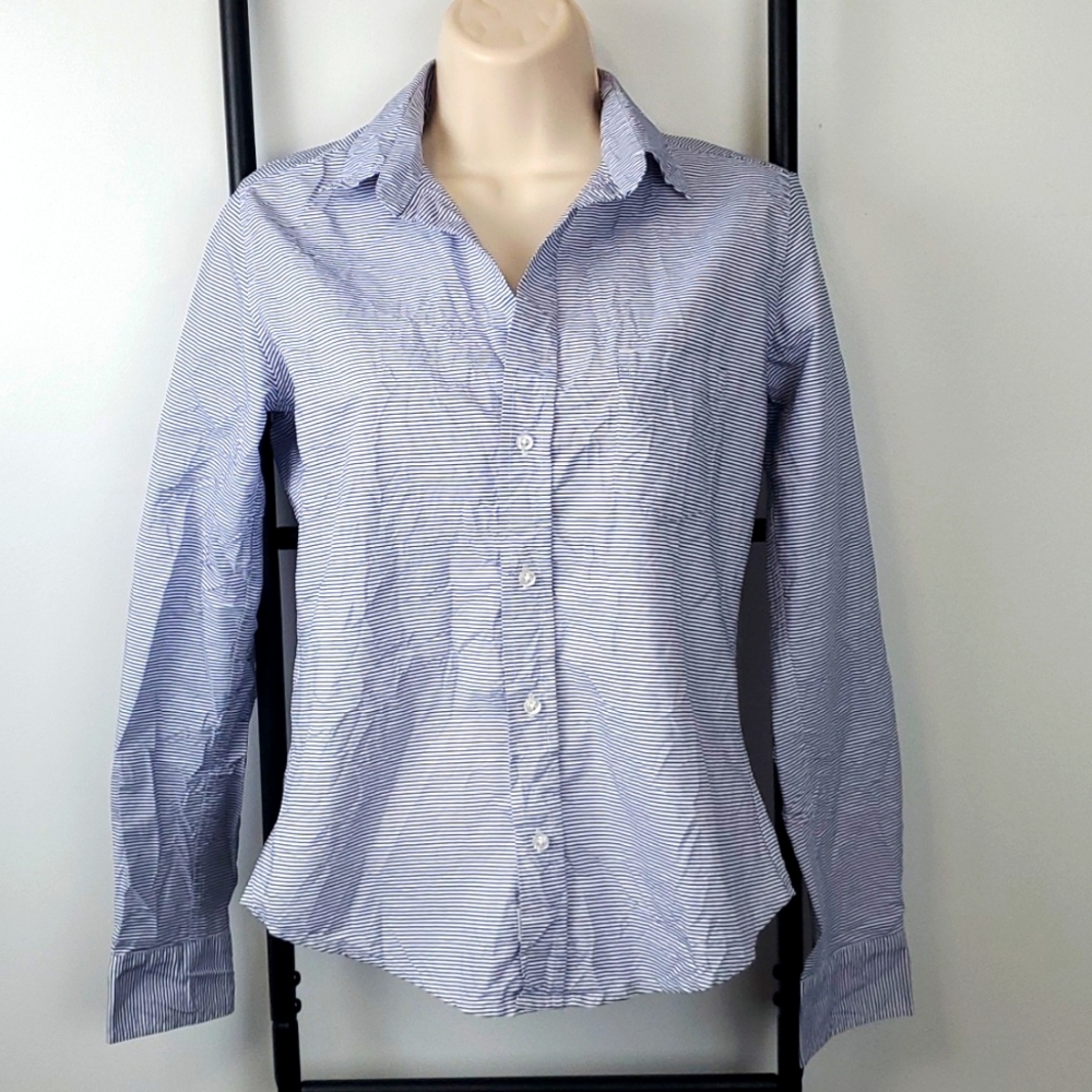 Frank Eileen strips buttons up top blouse women cotton size XS